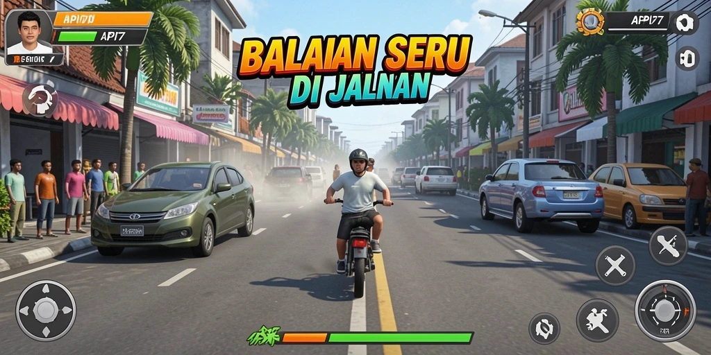 Tangkapan layar API77 menampilkan intensitas balapan yang penuh aksi.