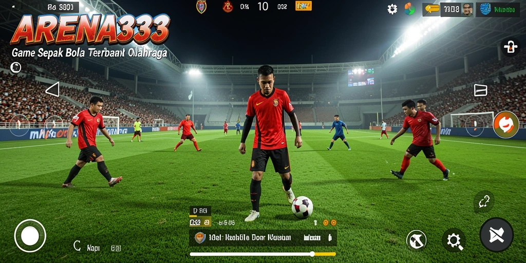 Tampilan gameplay seru di lapangan sepak bola dengan pemain nyata.