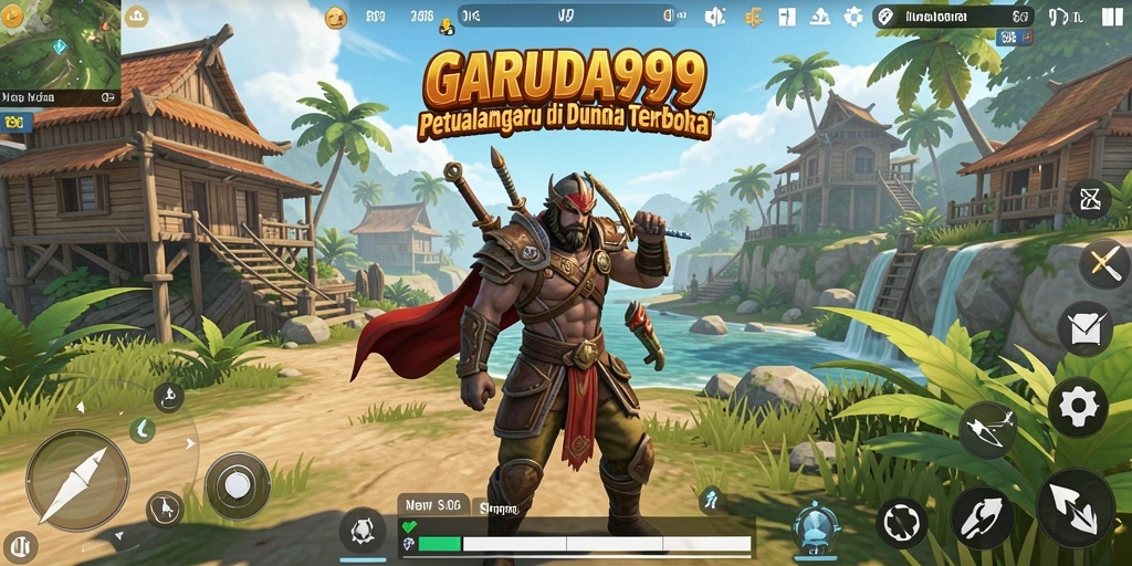 Tangkapan layar gameplay GARUDA999 yang menunjukkan eksplorasi dunia terbuka.
