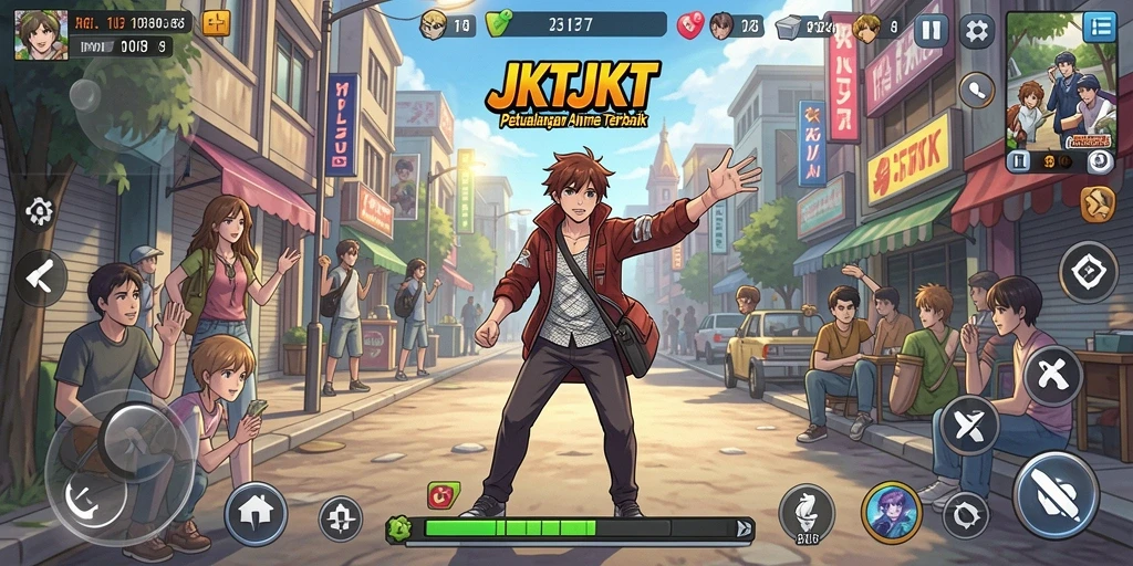 Screenshot JKTJKT menunjukkan aksi seru dalam dunia Anime.